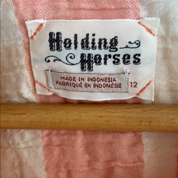 Anthro Holding Horses Peach Plaid Button Down Top - Picture 10 of 11